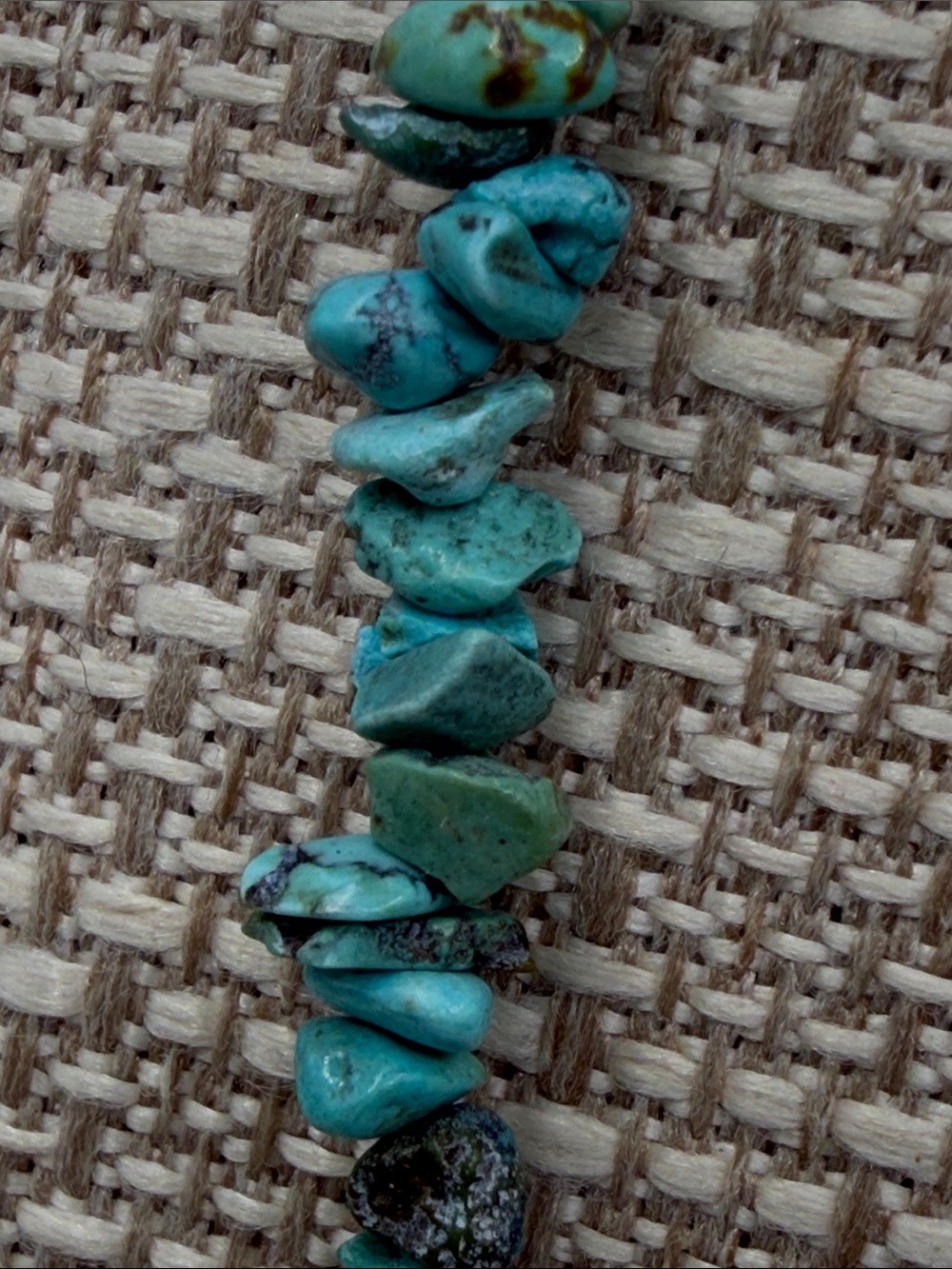 Natural Turquoise Chip Stretchy Necklace – Boho Layering Piece - Picture 2 of 4